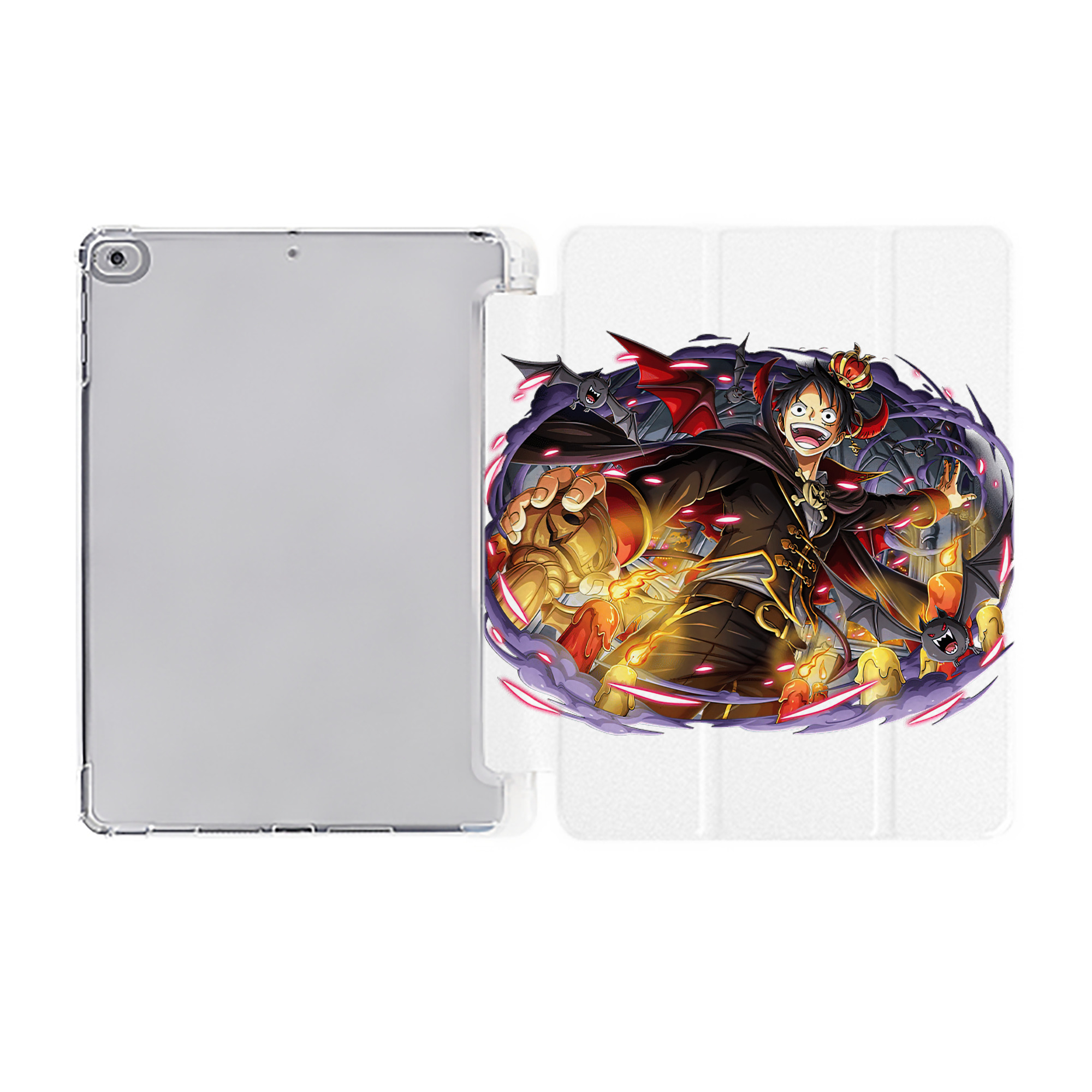 （画像用） ワンピース モンキー・D・ルフィ ONE PIECE Monkey D. Luffy IPad ケース ペン収納付き 三つ折りスタンド PUレザー×シリコン 対応機種9.5/10.5/10.9インチ
